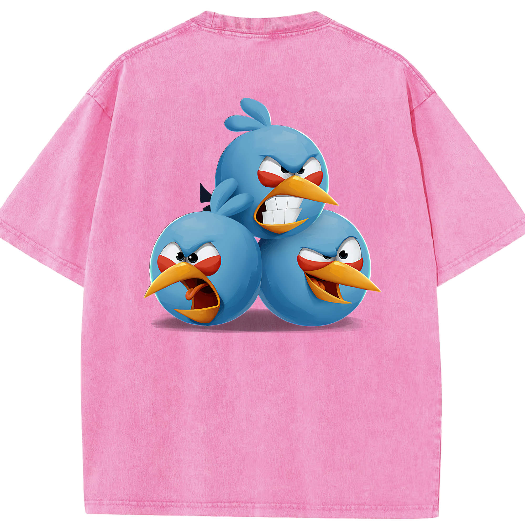 （画像用） Angry Birds アングリーバード 綿100% ヴィンテージ風 半袖Tシャツ（背面プリント）